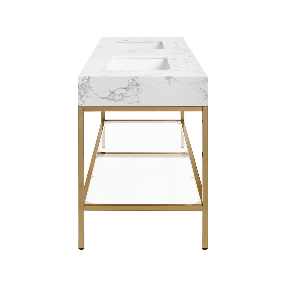 Marmo White Engineered Marble Bathroom Vanity. Picture 5
