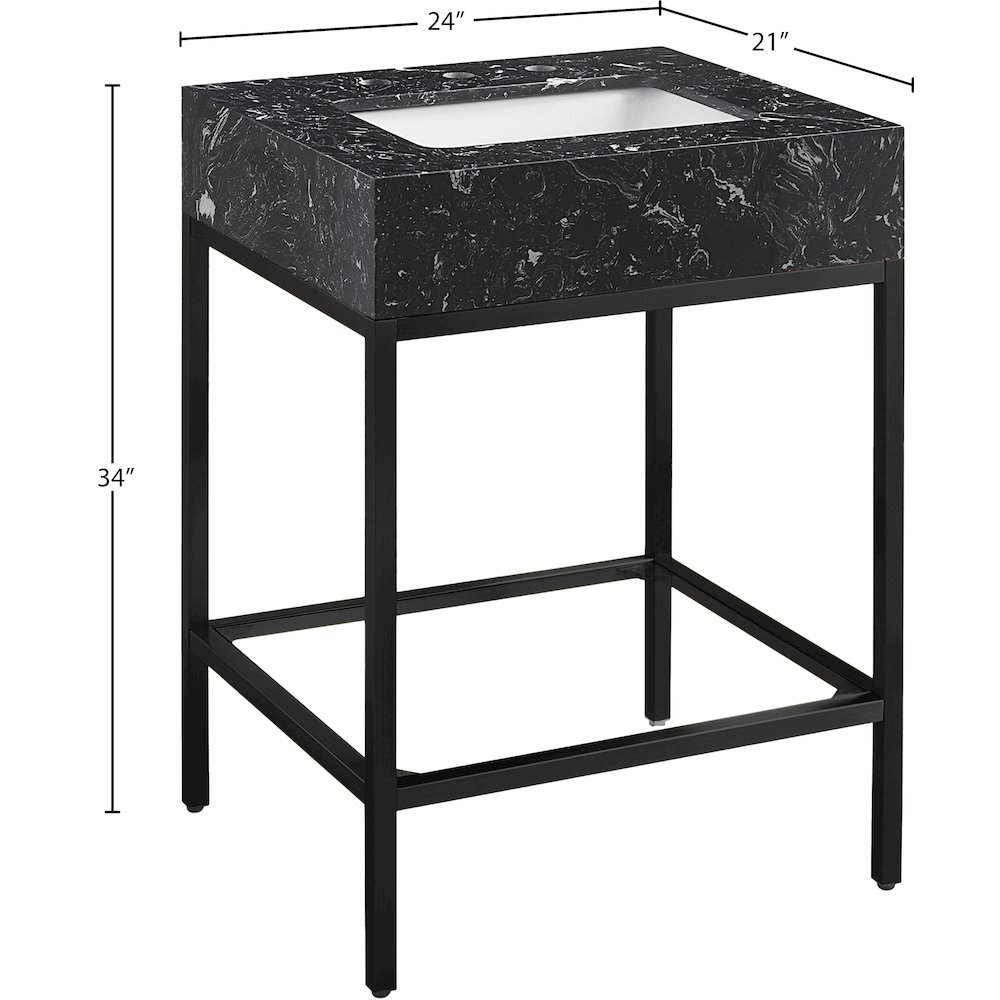 Marmo Black Engineered Marble Bathroom Vanity. Picture 7