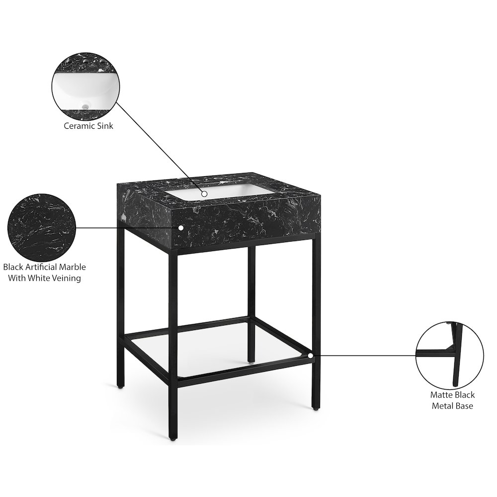 Marmo Black Engineered Marble Bathroom Vanity. Picture 8