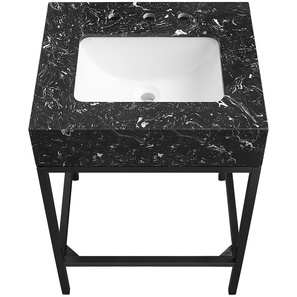 Marmo Black Engineered Marble Bathroom Vanity. Picture 4