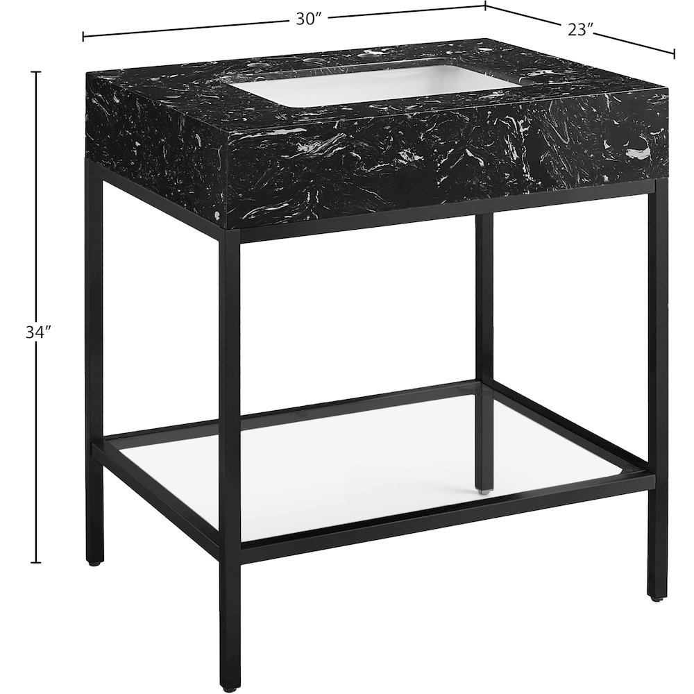 Marmo Black Engineered Marble Bathroom Vanity. Picture 7