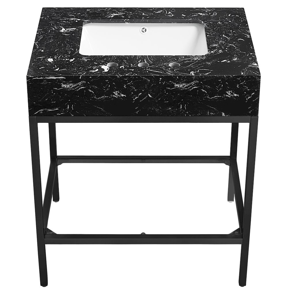 Marmo Black Engineered Marble Bathroom Vanity. Picture 2