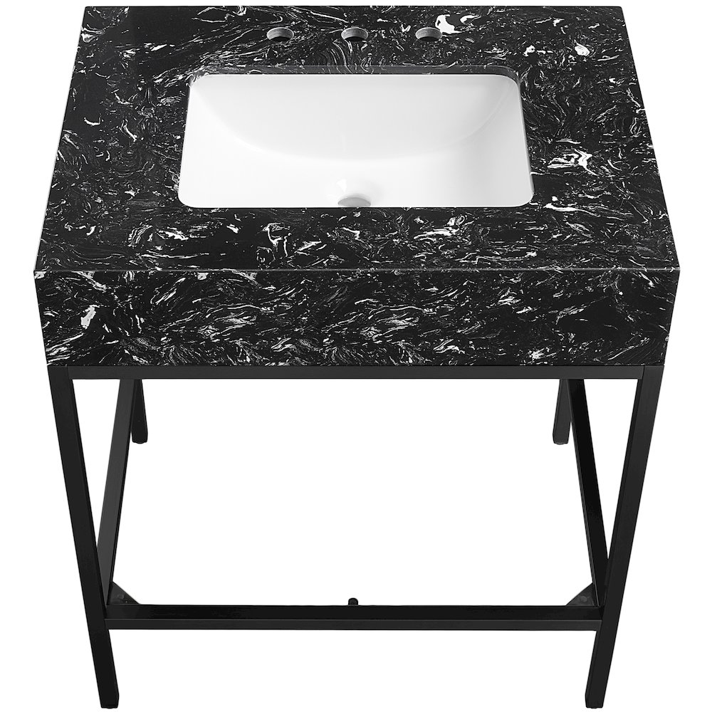 Marmo Black Engineered Marble Bathroom Vanity. Picture 4