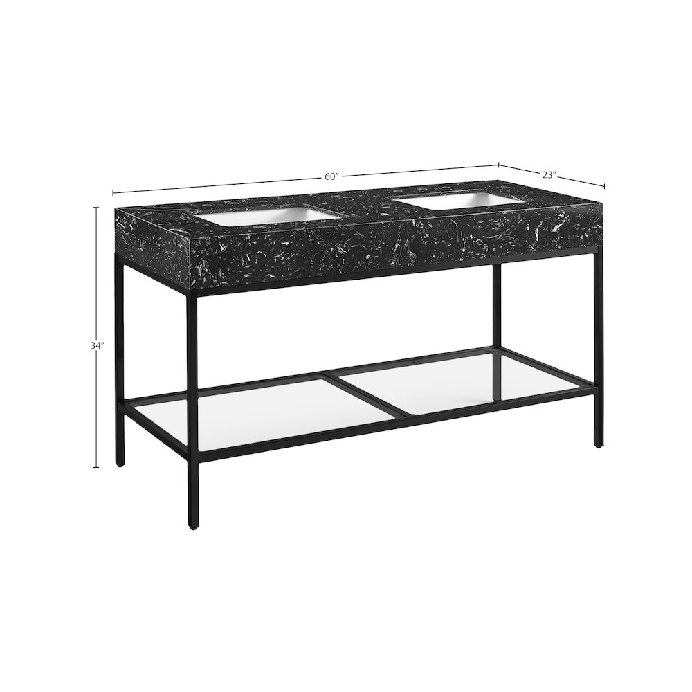 Marmo Black Engineered Marble Bathroom Vanity. Picture 7
