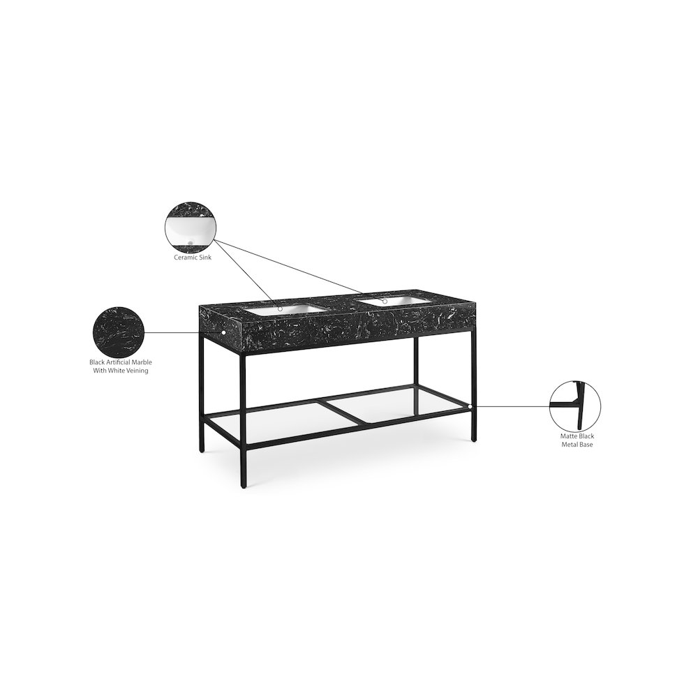 Marmo Black Engineered Marble Bathroom Vanity. Picture 8
