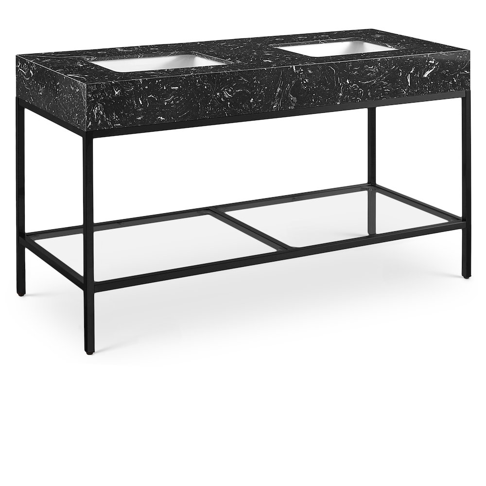 Marmo Black Engineered Marble Bathroom Vanity. Picture 1