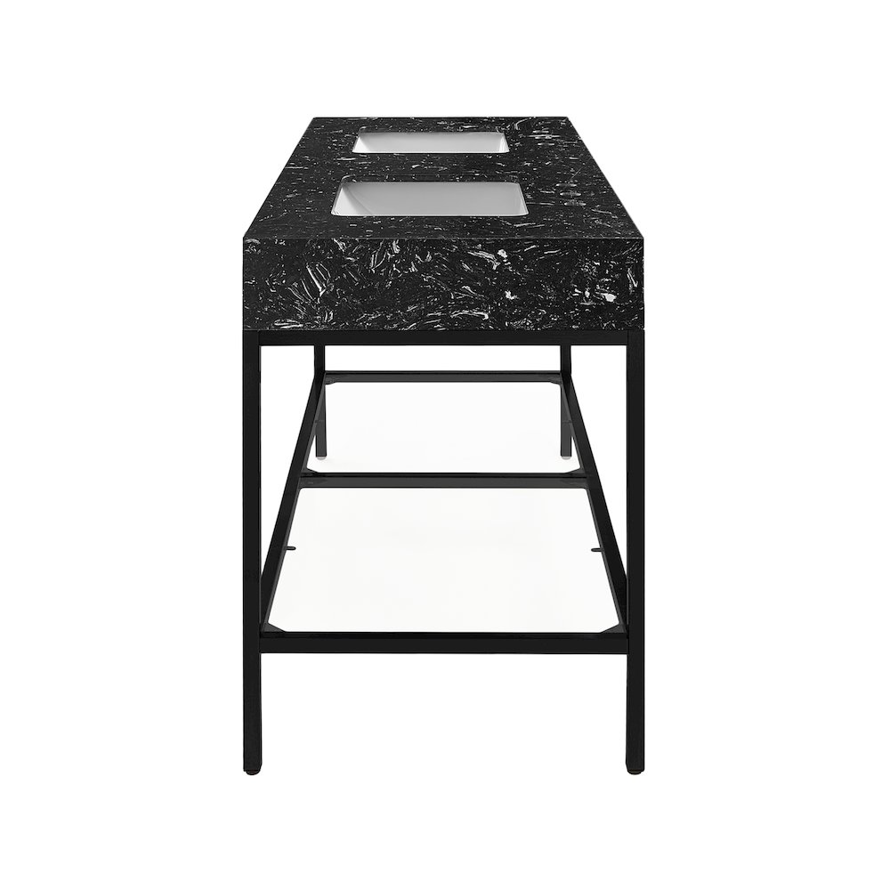 Marmo Black Engineered Marble Bathroom Vanity. Picture 5
