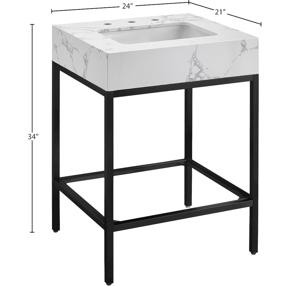 Marmo White Engineered Marble Bathroom Vanity. Picture 7