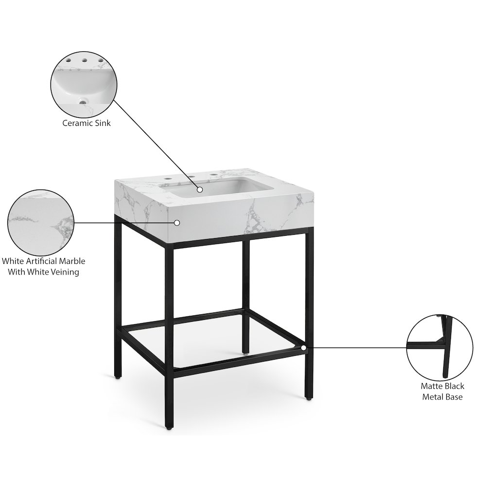 Marmo White Engineered Marble Bathroom Vanity. Picture 8