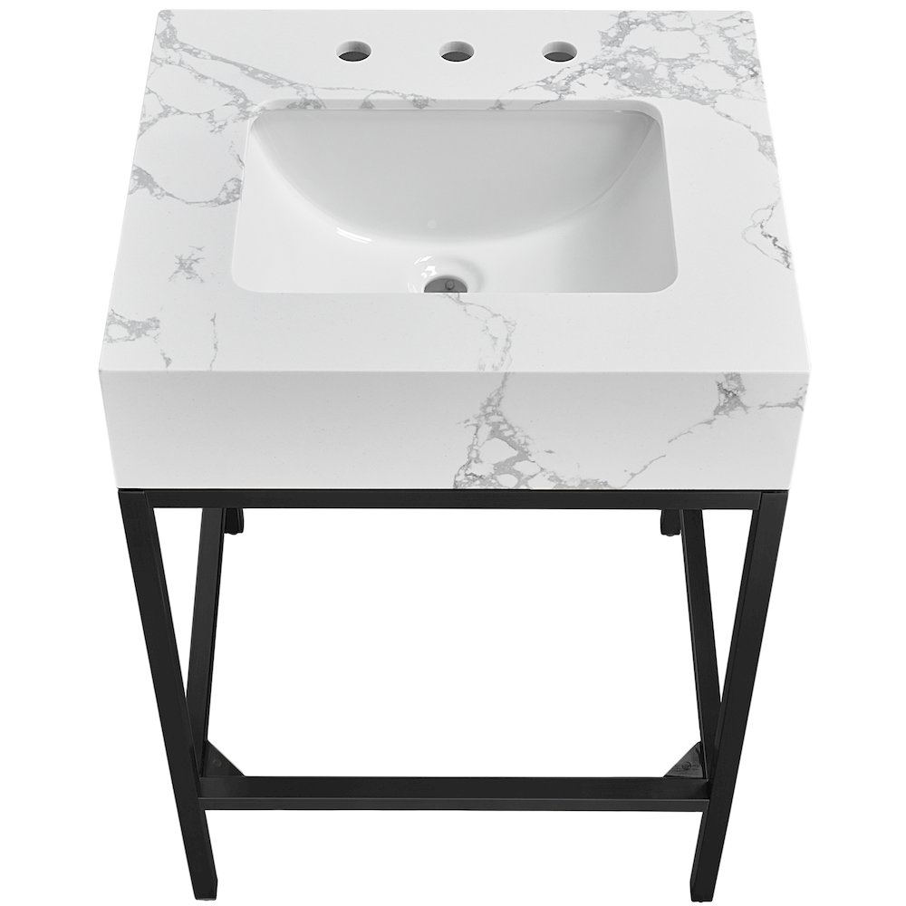 Marmo White Engineered Marble Bathroom Vanity. Picture 4