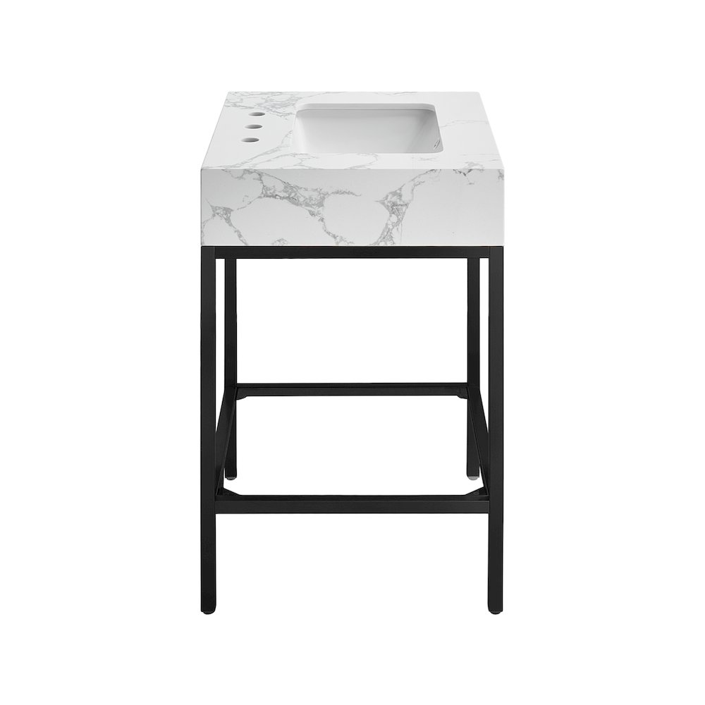 Marmo White Engineered Marble Bathroom Vanity. Picture 5