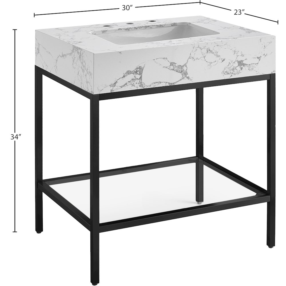 Marmo Black Engineered Marble Bathroom Vanity. Picture 7