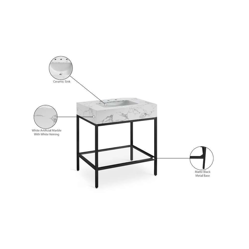 Marmo Black Engineered Marble Bathroom Vanity. Picture 8