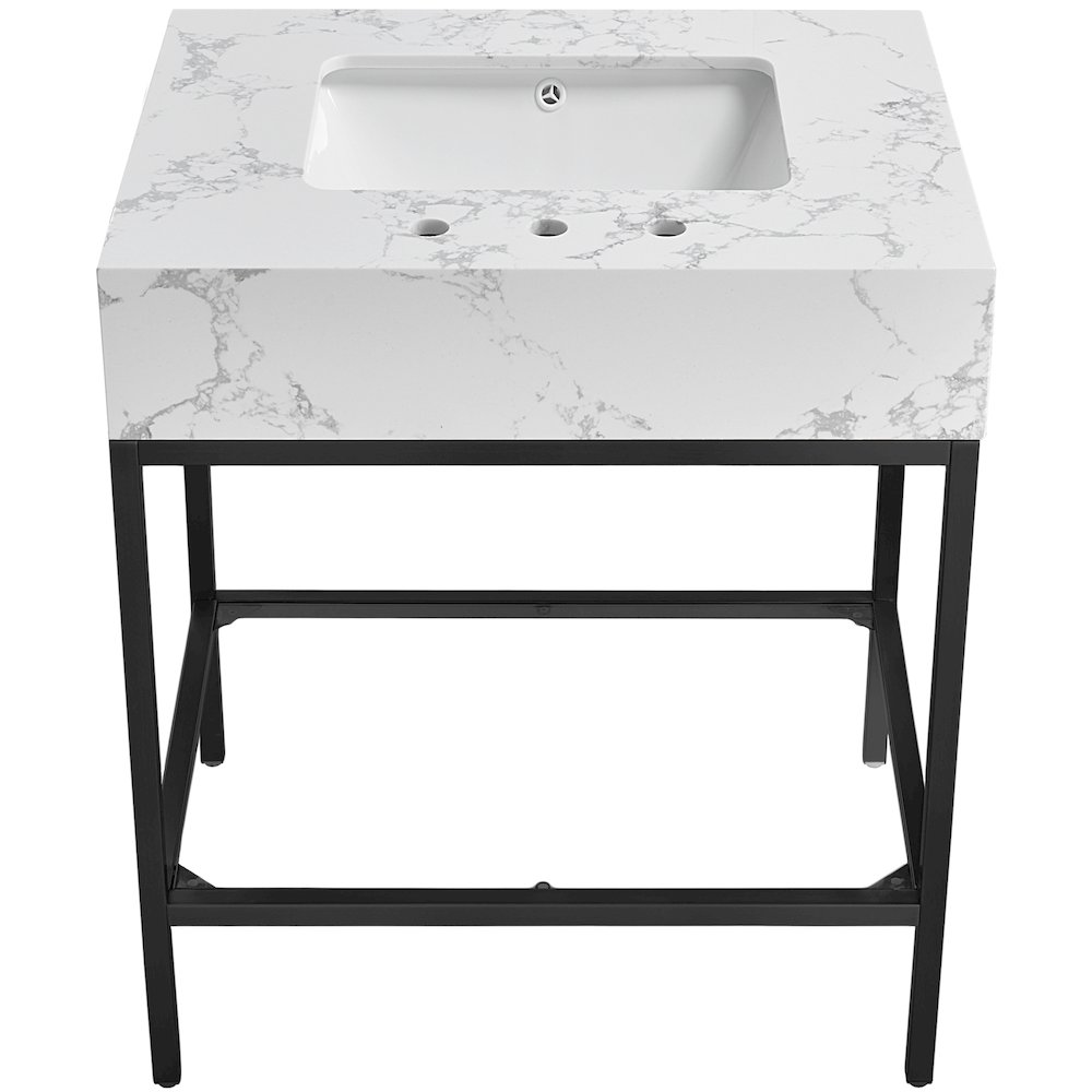 Marmo Black Engineered Marble Bathroom Vanity. Picture 2