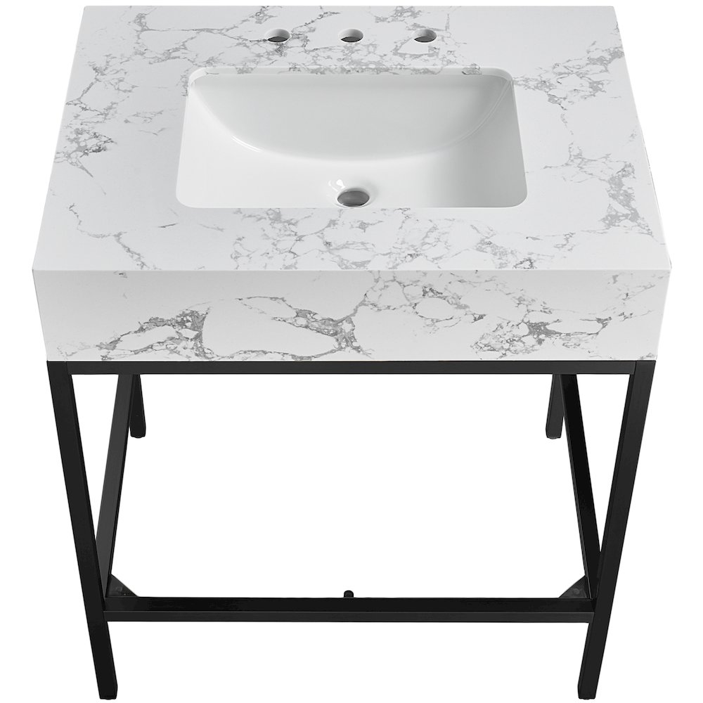 Marmo Black Engineered Marble Bathroom Vanity. Picture 4