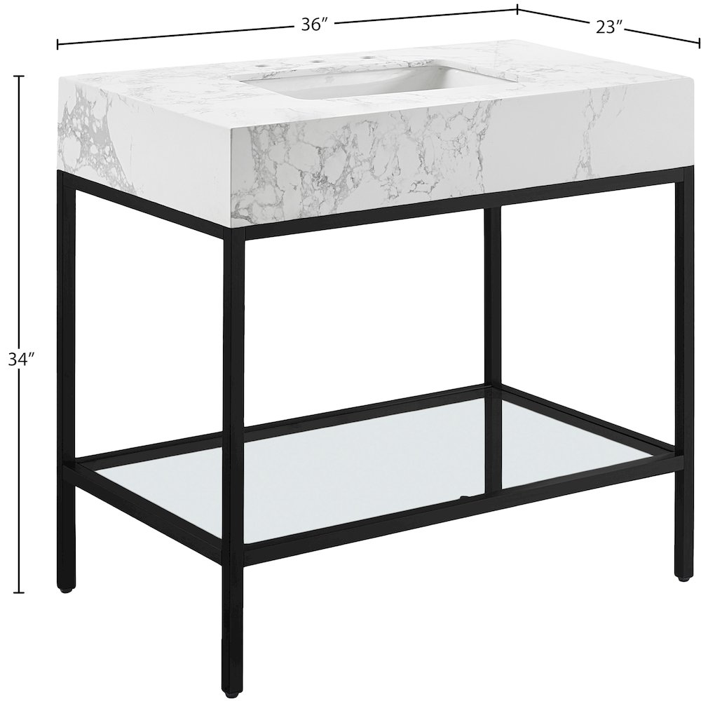 Marmo White Engineered Marble Bathroom Vanity. Picture 7