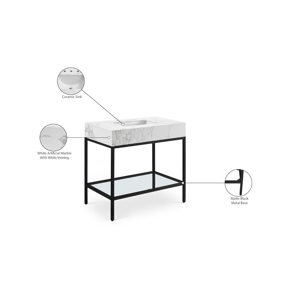 Marmo White Engineered Marble Bathroom Vanity. Picture 8
