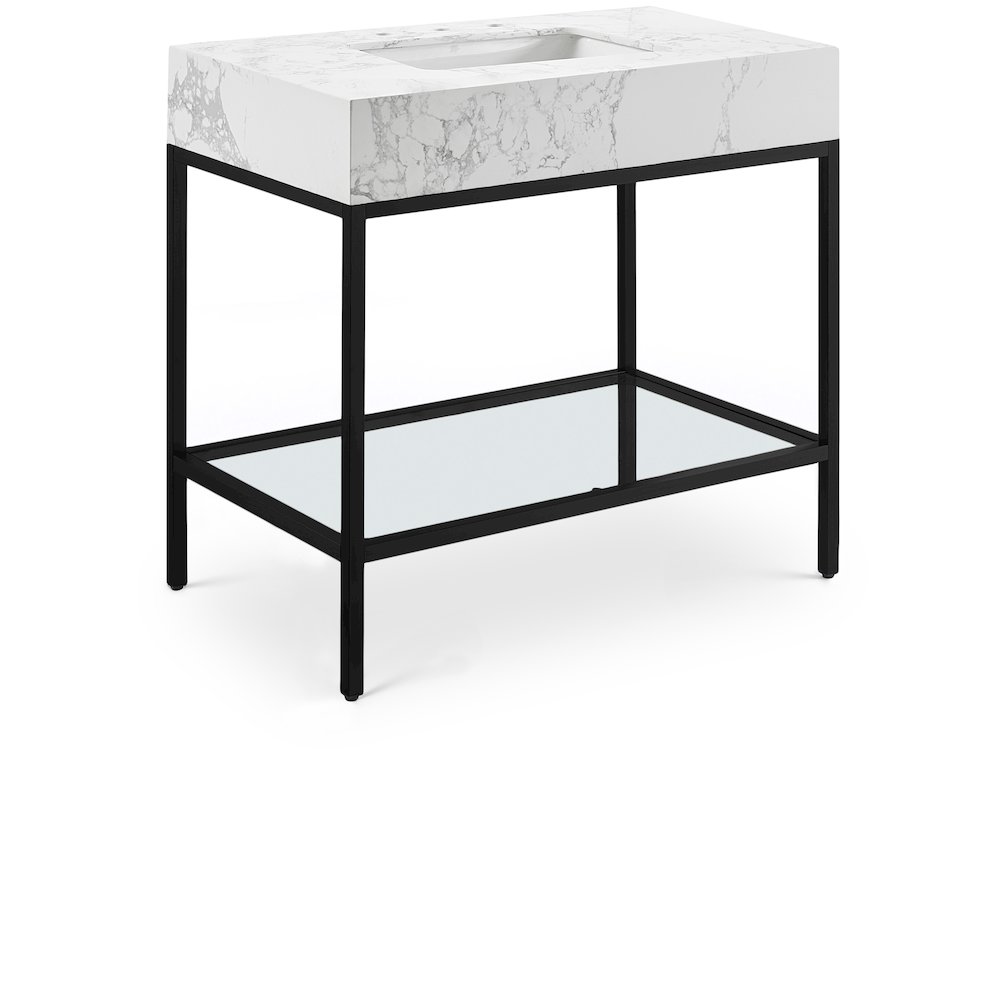 Marmo White Engineered Marble Bathroom Vanity. Picture 1