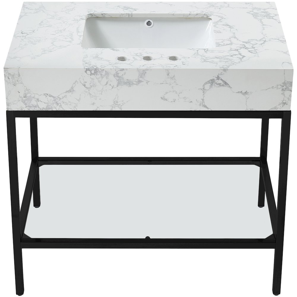 Marmo White Engineered Marble Bathroom Vanity. Picture 2