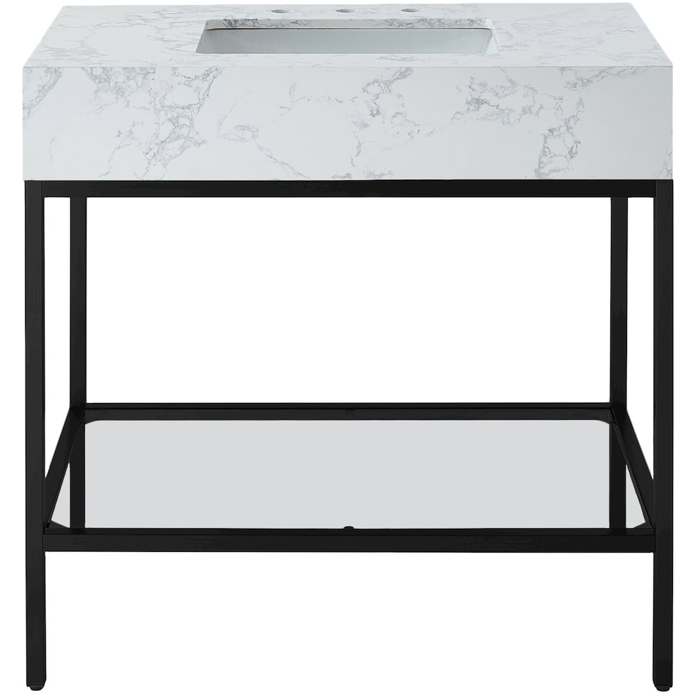 Marmo White Engineered Marble Bathroom Vanity. Picture 3