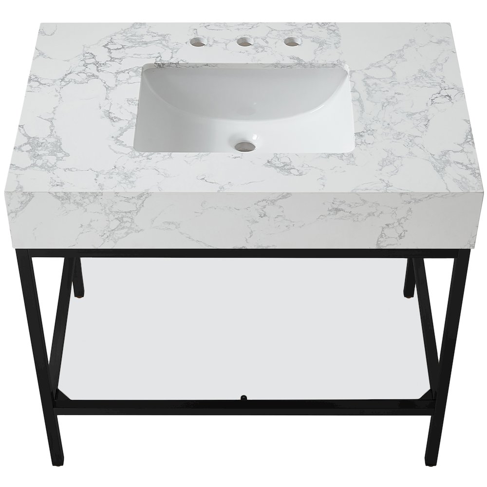 Marmo White Engineered Marble Bathroom Vanity. Picture 4