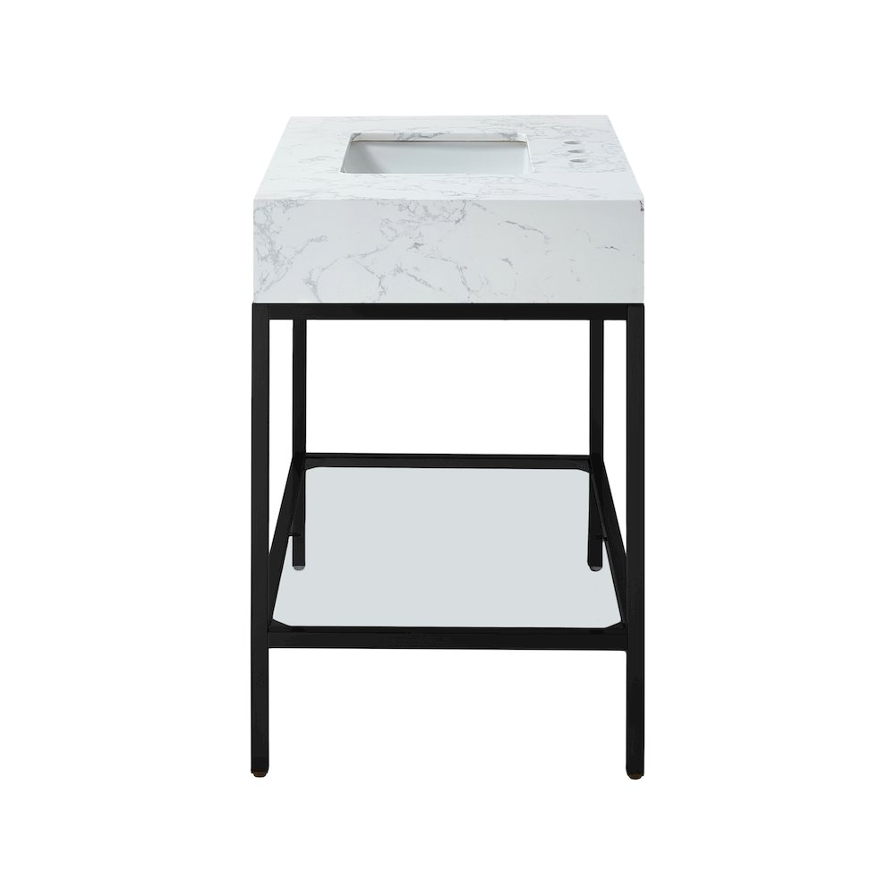 Marmo White Engineered Marble Bathroom Vanity. Picture 5