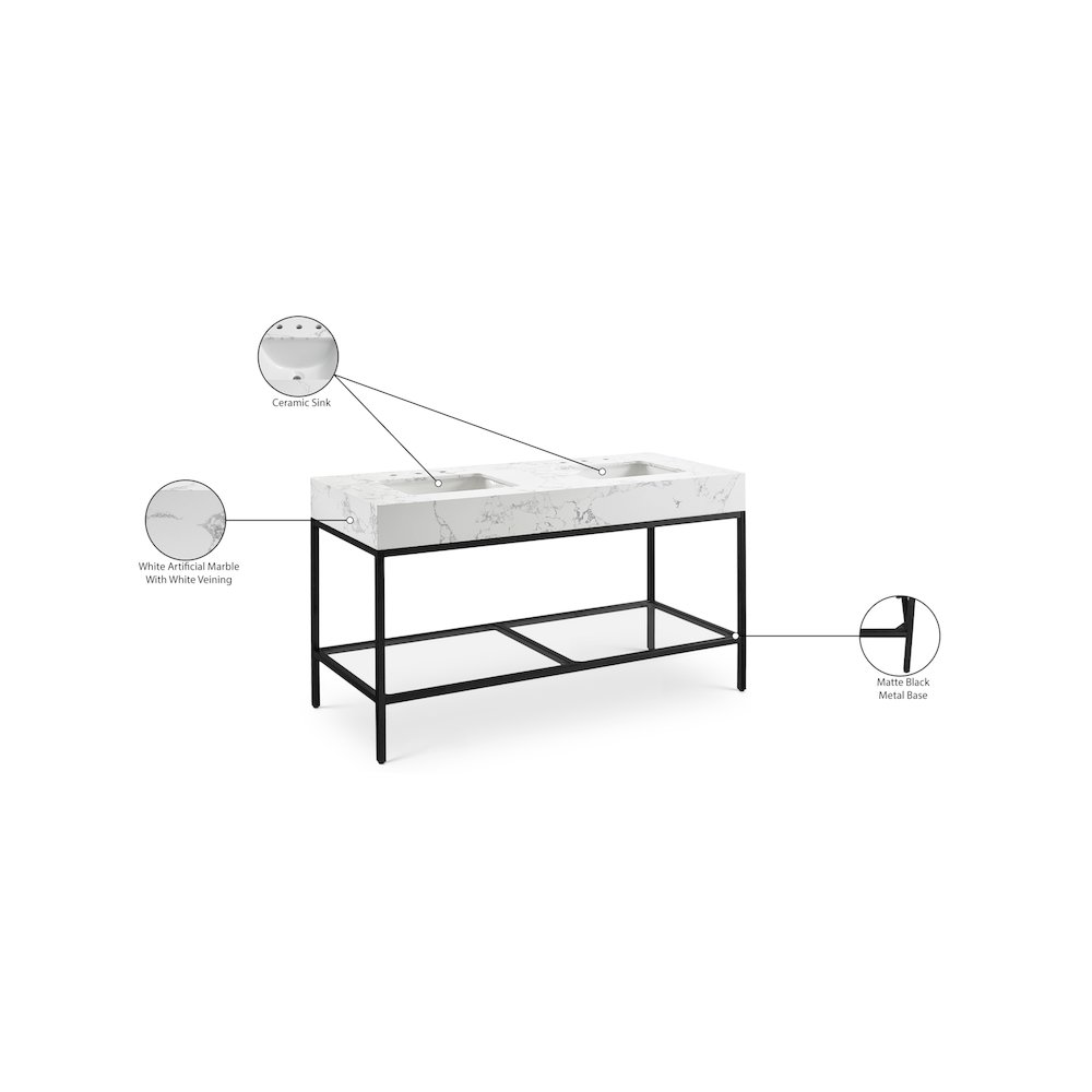 Marmo White Engineered Marble Bathroom Vanity. Picture 8