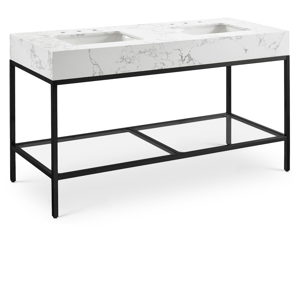 Marmo White Engineered Marble Bathroom Vanity. Picture 1