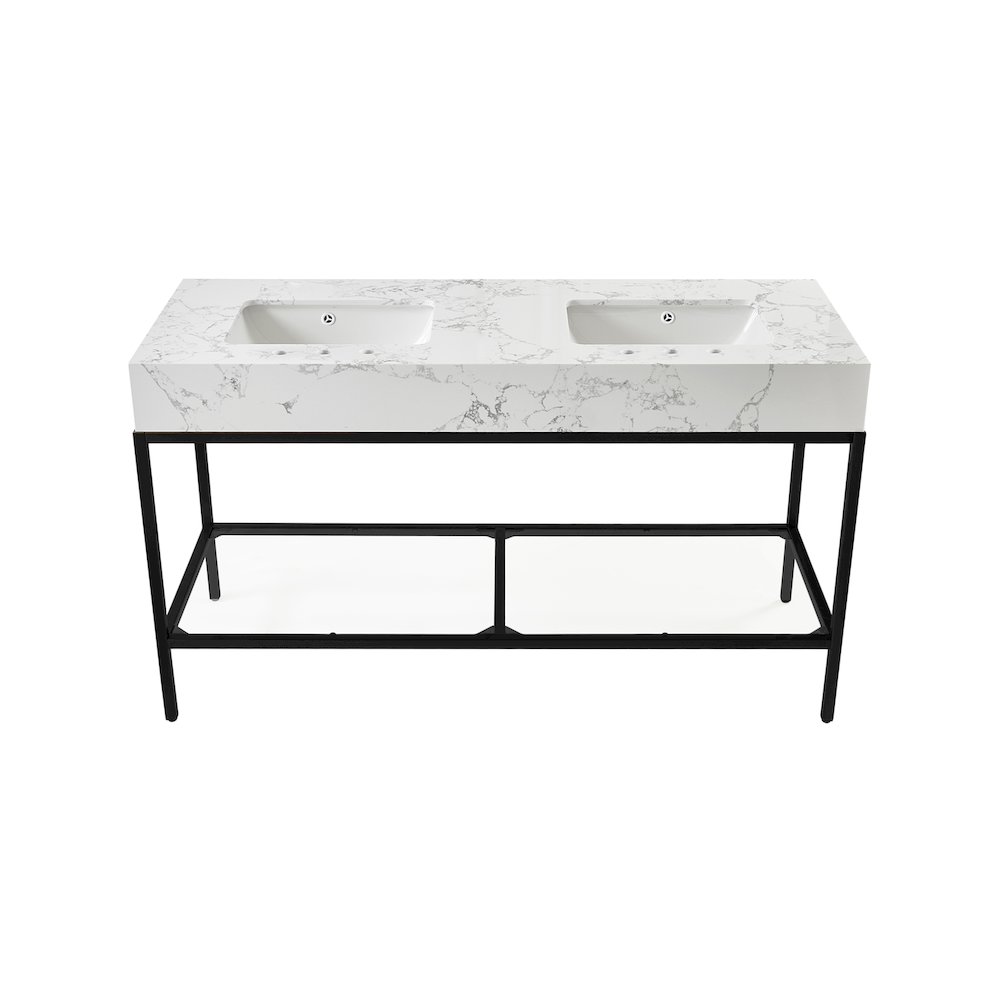 Marmo White Engineered Marble Bathroom Vanity. Picture 2