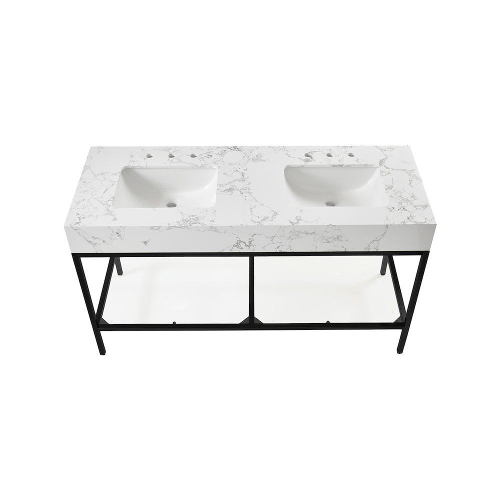 Marmo White Engineered Marble Bathroom Vanity. Picture 4