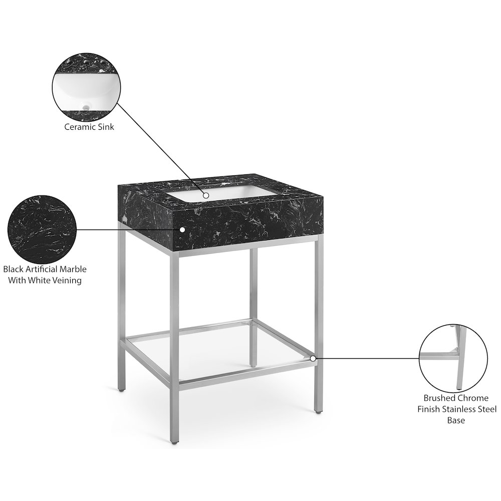 Marmo Black Engineered Marble Bathroom Vanity. Picture 8