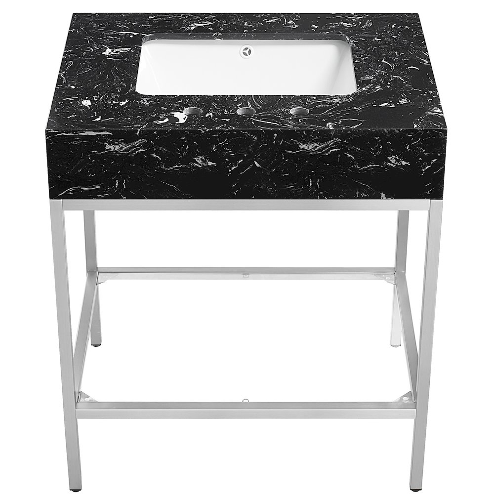 Marmo White Engineered Marble Bathroom Vanity. Picture 2