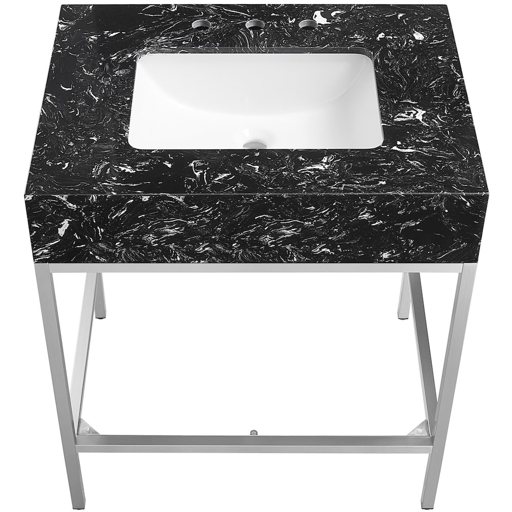 Marmo White Engineered Marble Bathroom Vanity. Picture 4