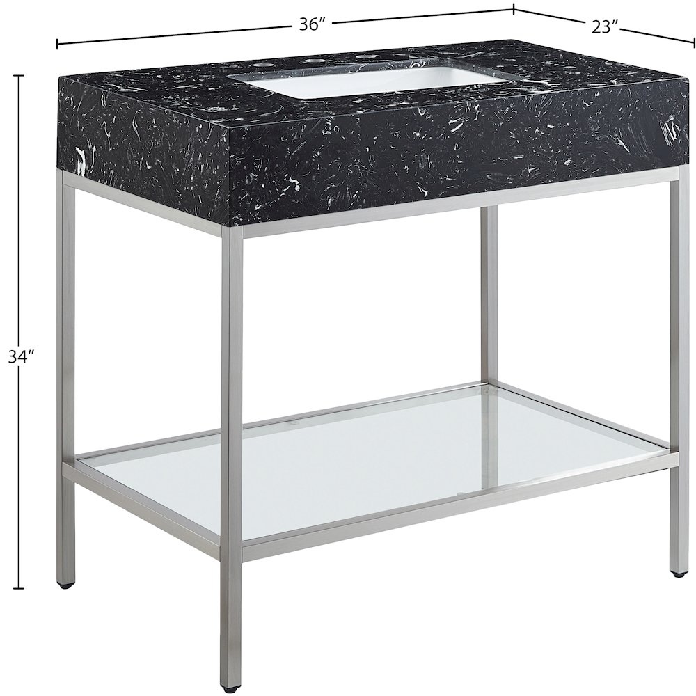 Marmo Black Engineered Marble Bathroom Vanity. Picture 7