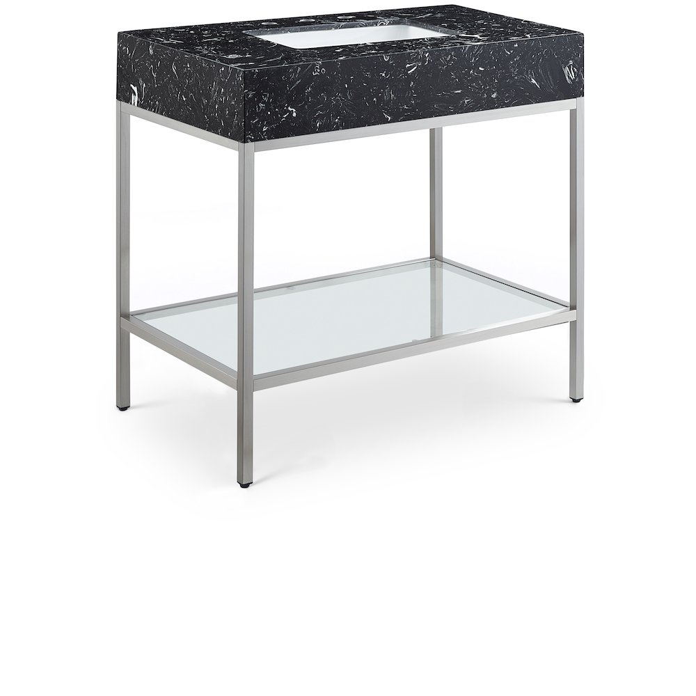 Marmo Black Engineered Marble Bathroom Vanity. Picture 1