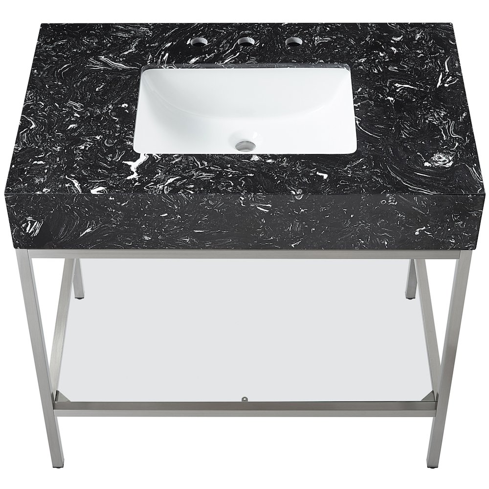 Marmo Black Engineered Marble Bathroom Vanity. Picture 4