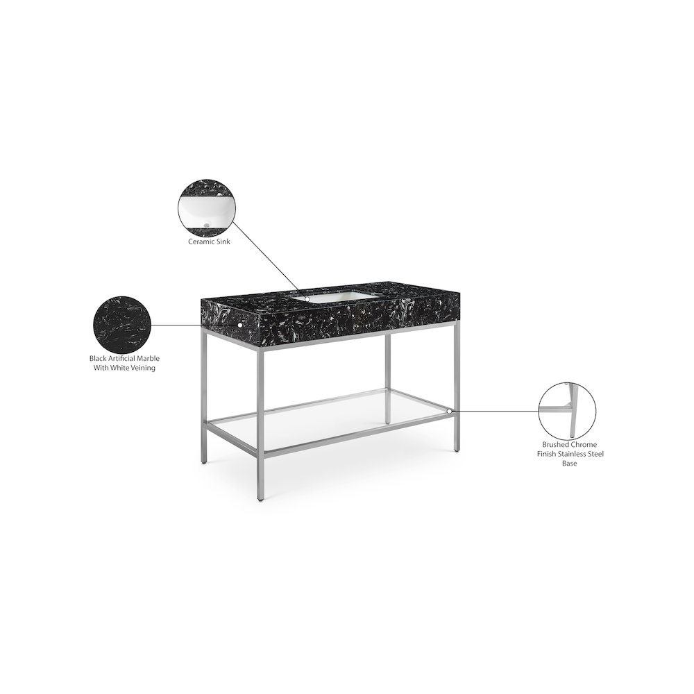 Marmo Black Engineered Marble Bathroom Vanity. Picture 8