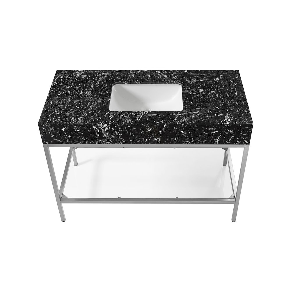 Marmo Black Engineered Marble Bathroom Vanity. Picture 4