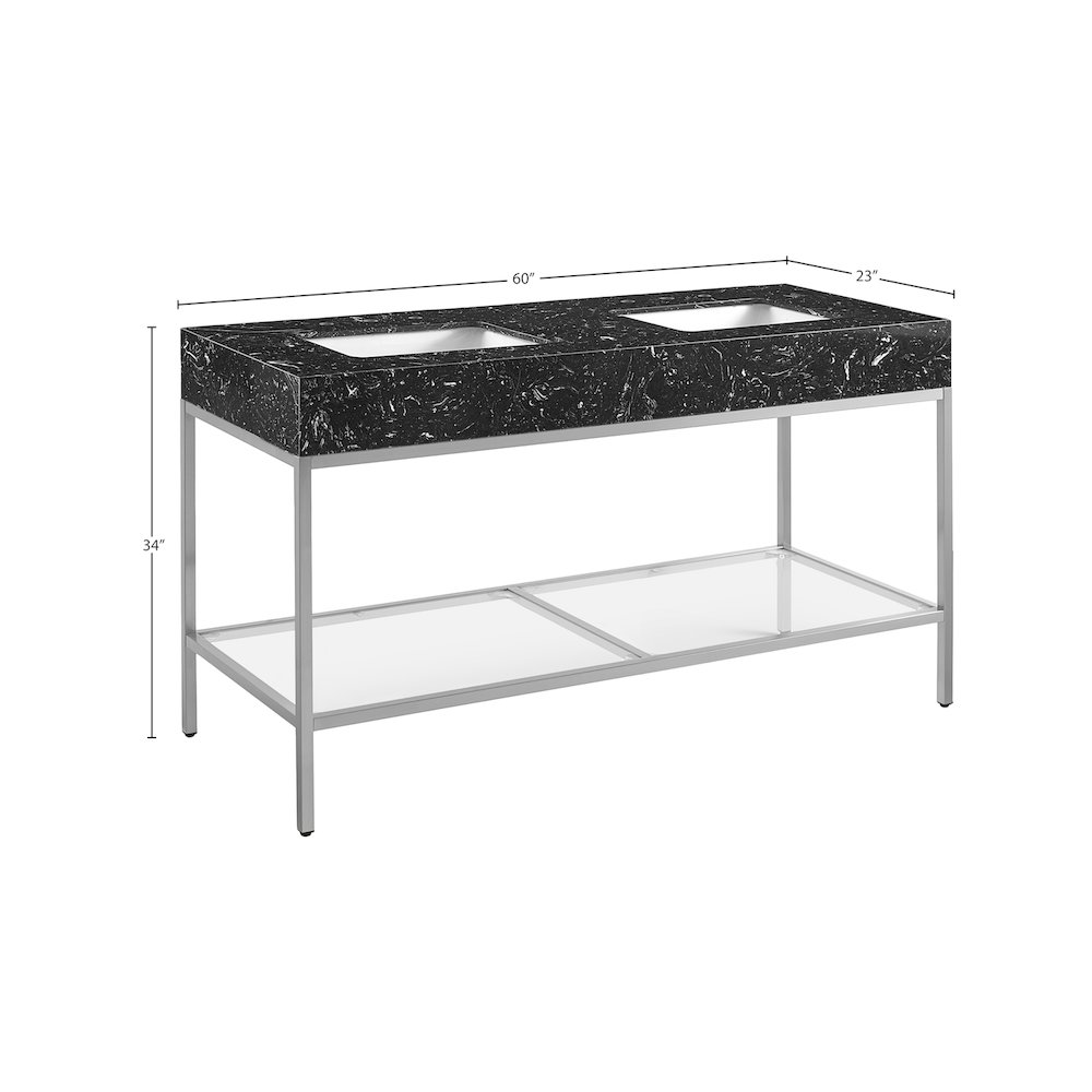 Marmo Black Engineered Marble Bathroom Vanity. Picture 7