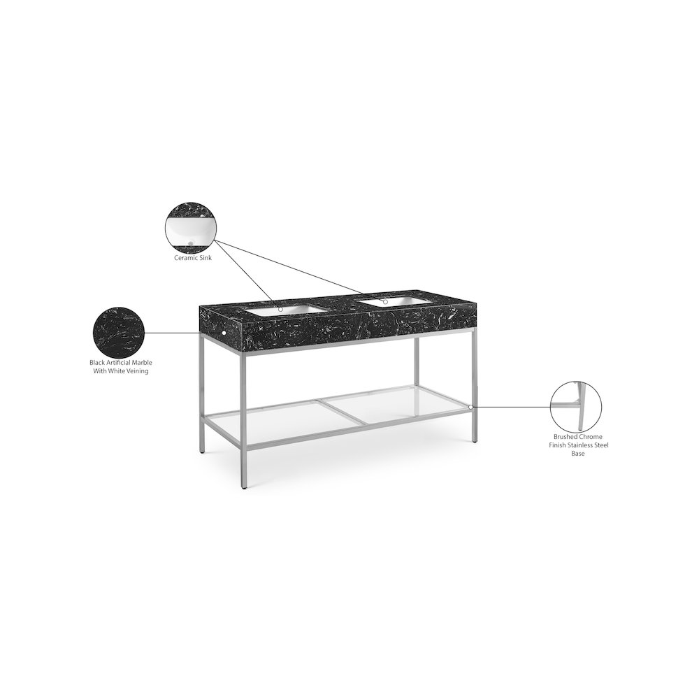 Marmo Black Engineered Marble Bathroom Vanity. Picture 8