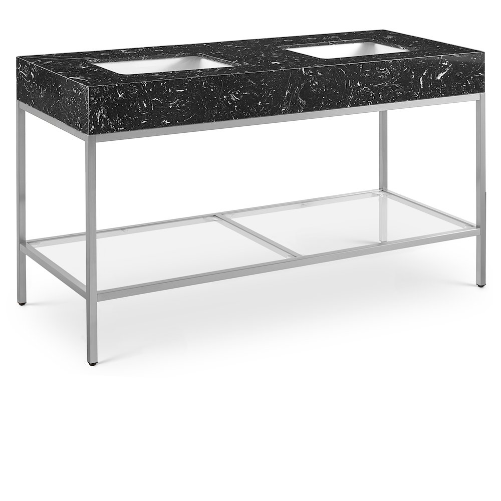 Marmo Black Engineered Marble Bathroom Vanity. Picture 1