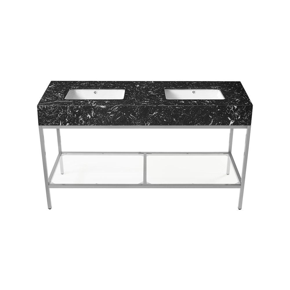 Marmo Black Engineered Marble Bathroom Vanity. Picture 2
