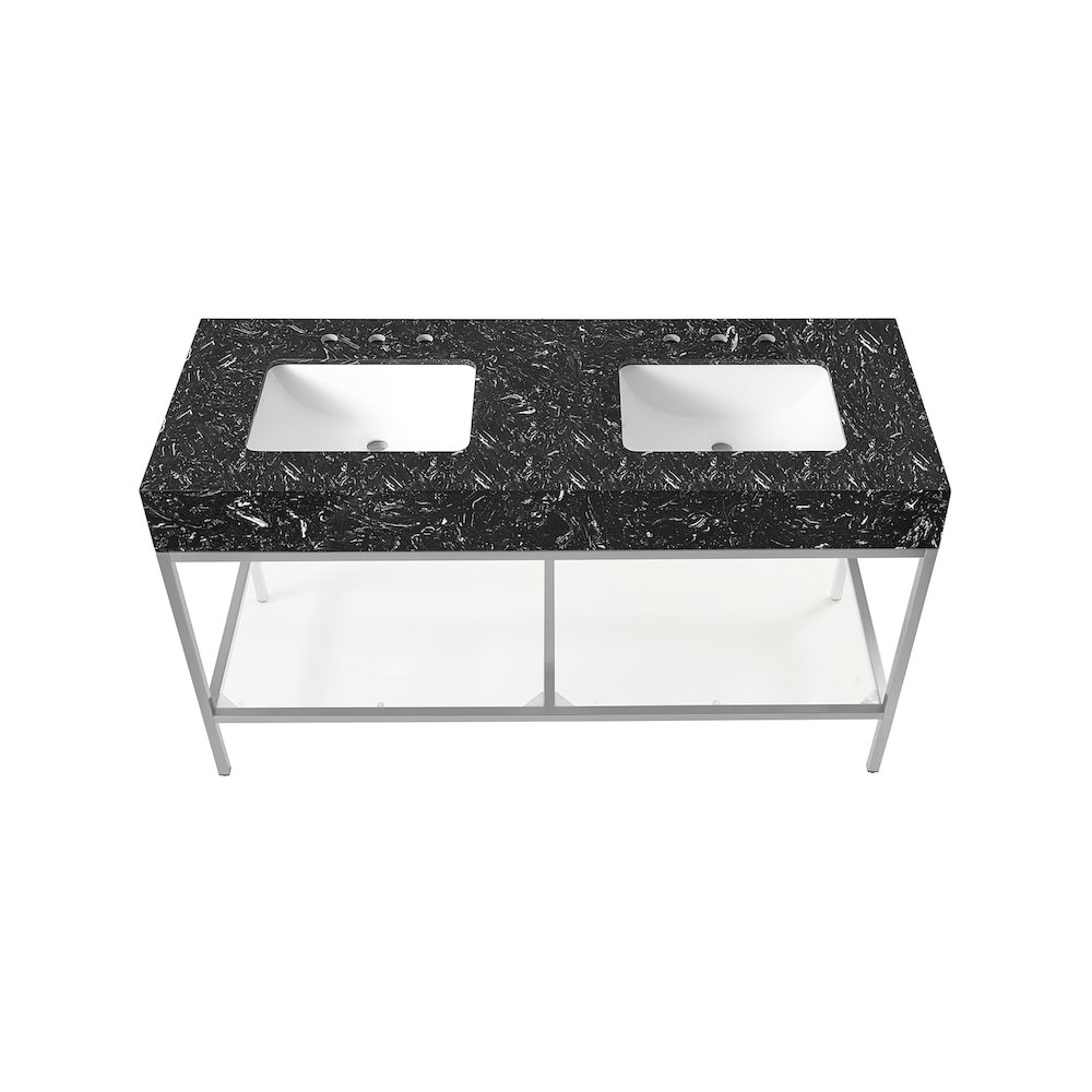 Marmo Black Engineered Marble Bathroom Vanity. Picture 4