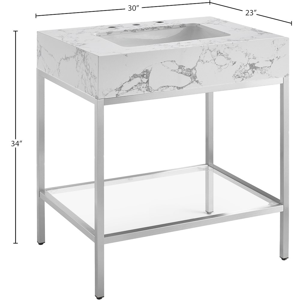 Marmo White Engineered Marble Bathroom Vanity. Picture 7