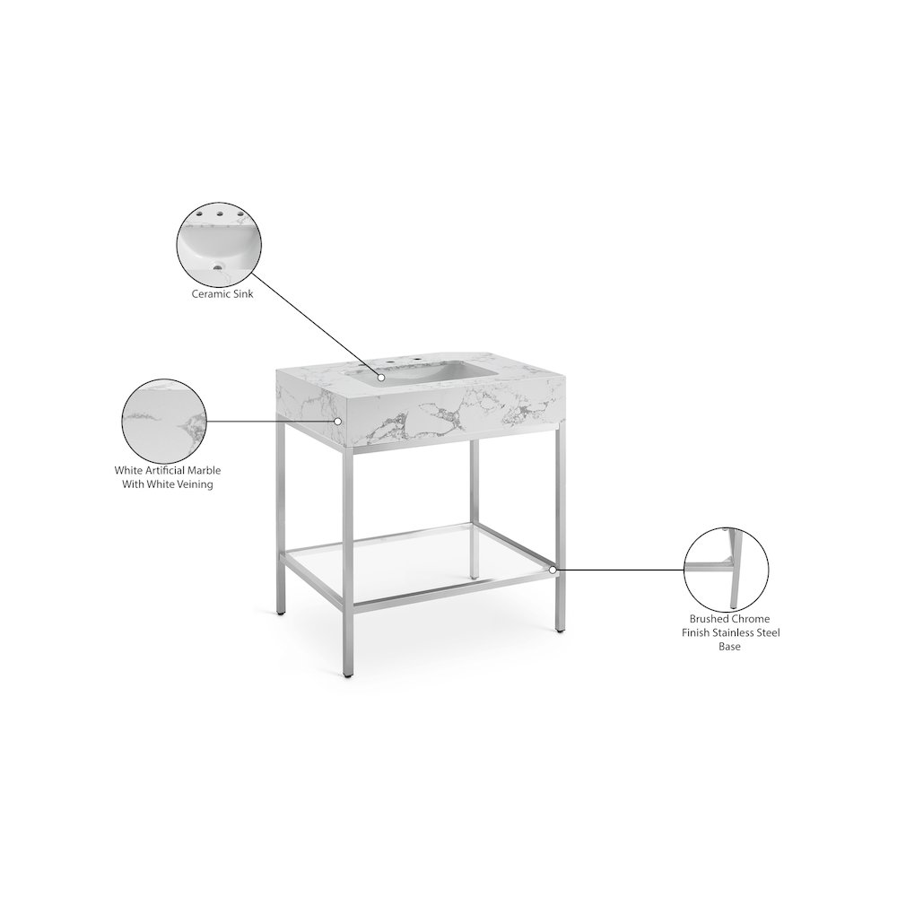 Marmo White Engineered Marble Bathroom Vanity. Picture 8