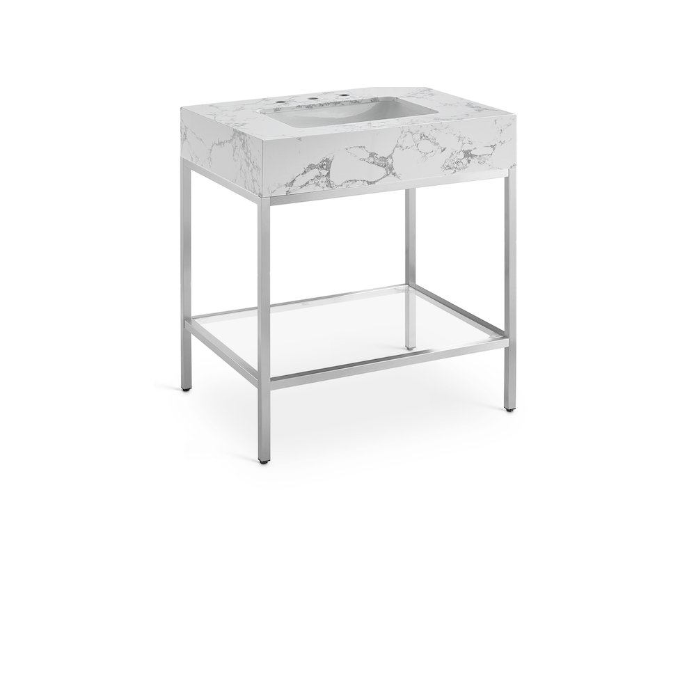 Marmo White Engineered Marble Bathroom Vanity. Picture 1