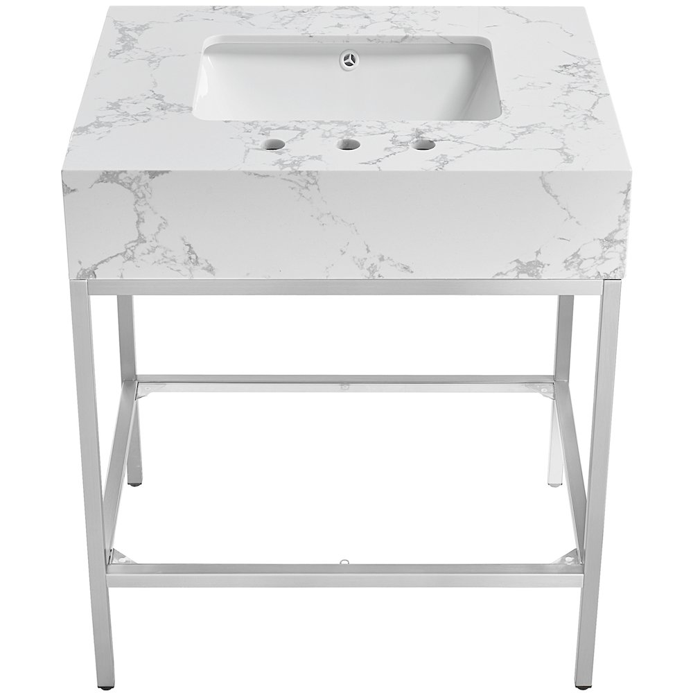 Marmo White Engineered Marble Bathroom Vanity. Picture 2