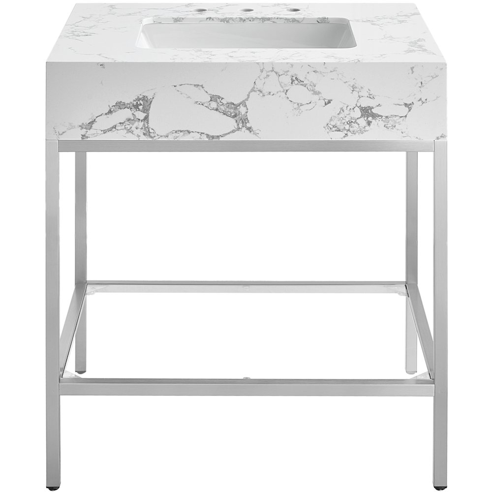Marmo White Engineered Marble Bathroom Vanity. Picture 3