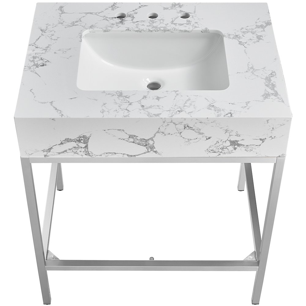 Marmo White Engineered Marble Bathroom Vanity. Picture 4