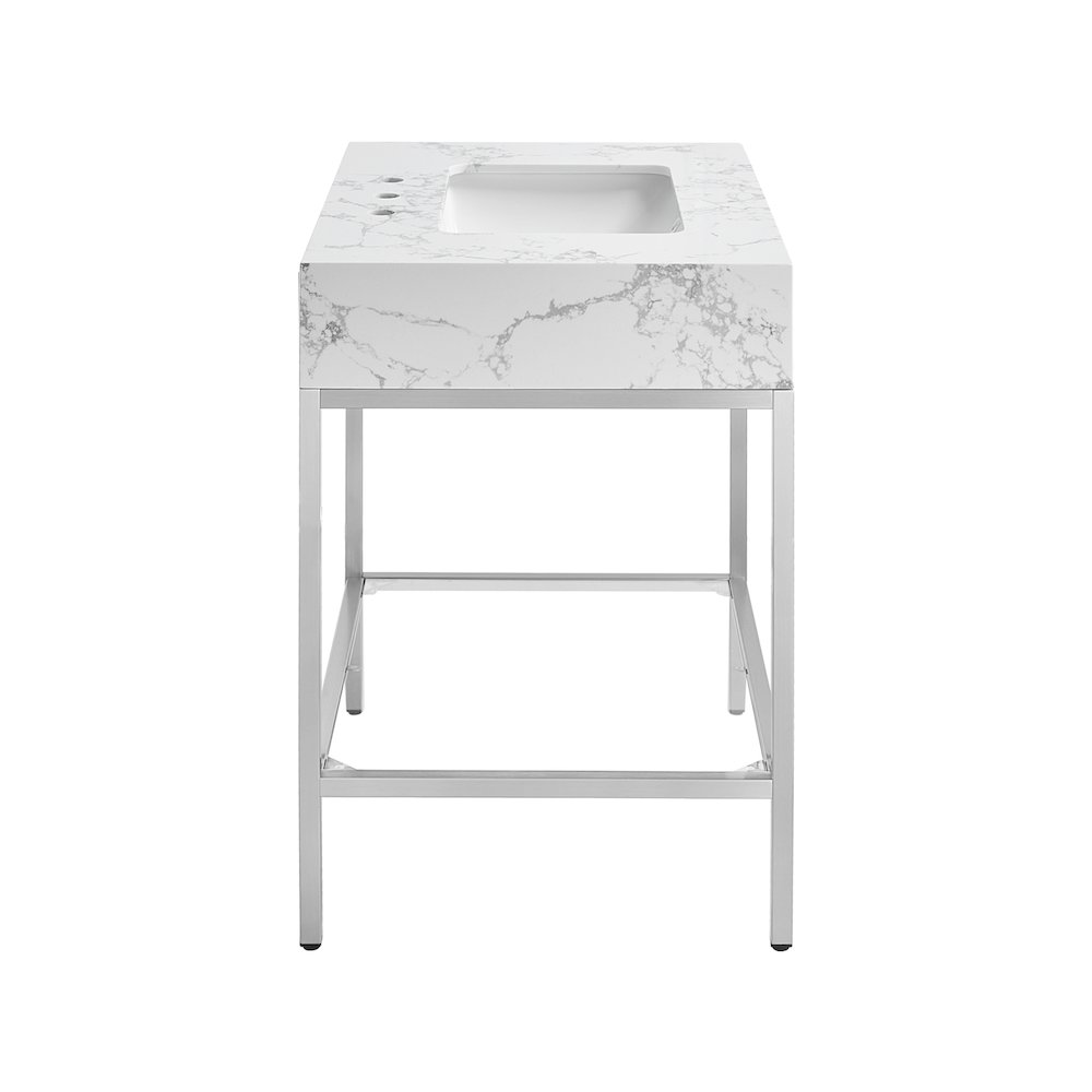 Marmo White Engineered Marble Bathroom Vanity. Picture 5